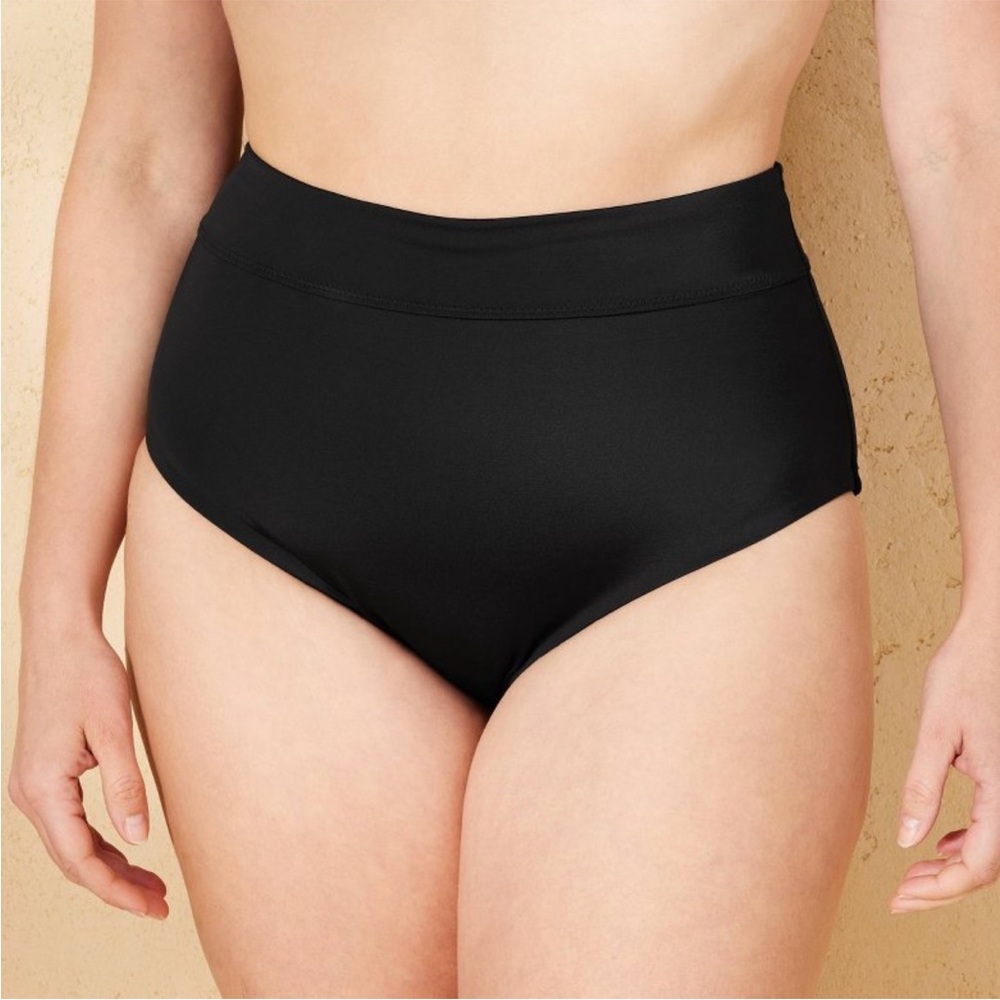 Shade & Shore Black High-Waist Bikini Bottom